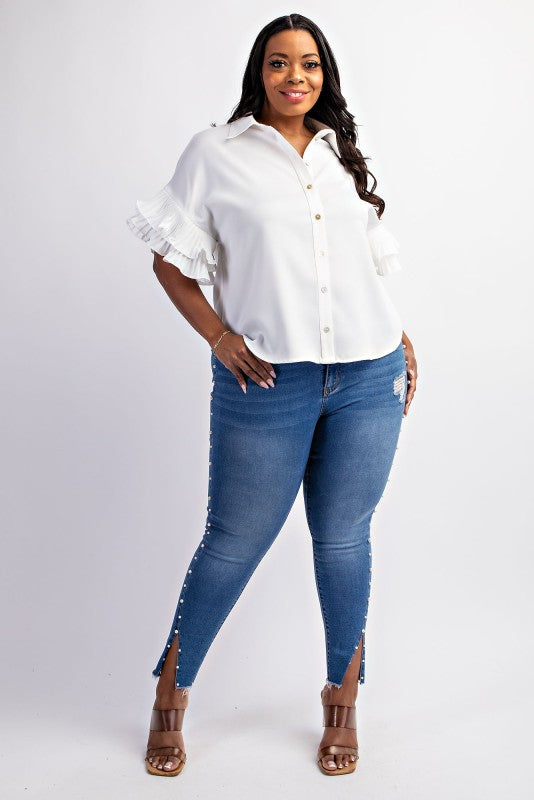 Charming Ruffle Sleeve Top - ReservedChic