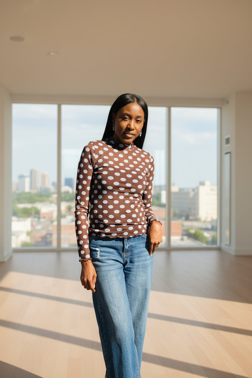 Polka Dot Mesh Top