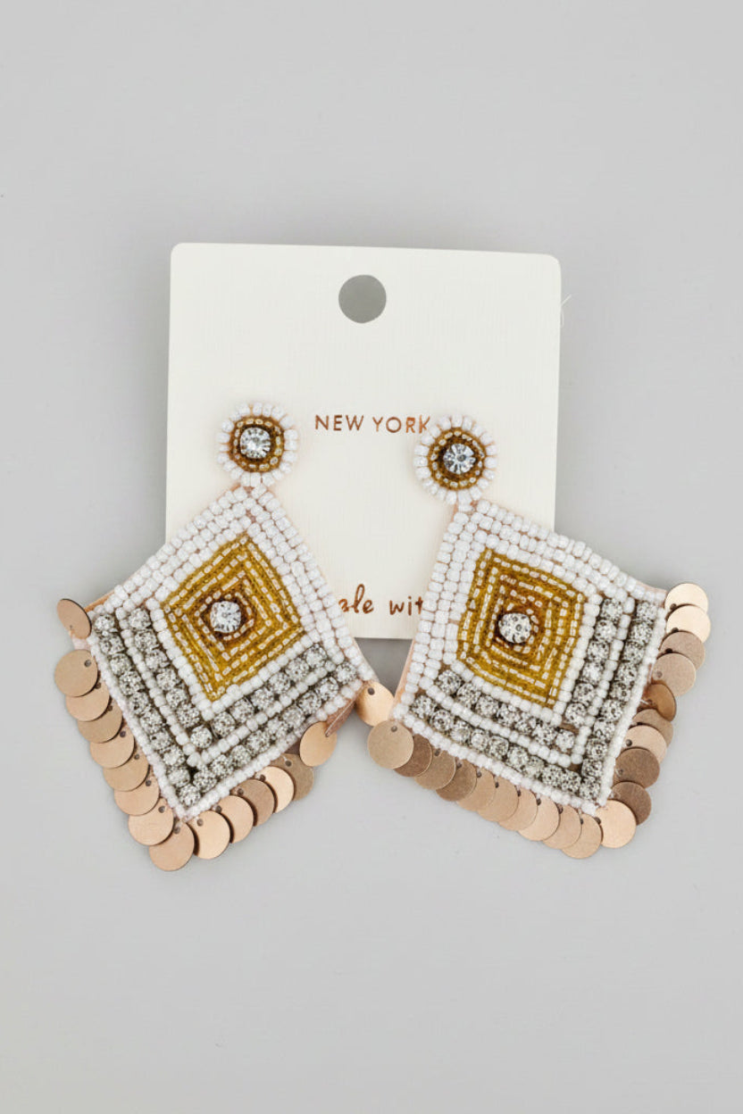 Boho Sequins Drop Beaded Earrings