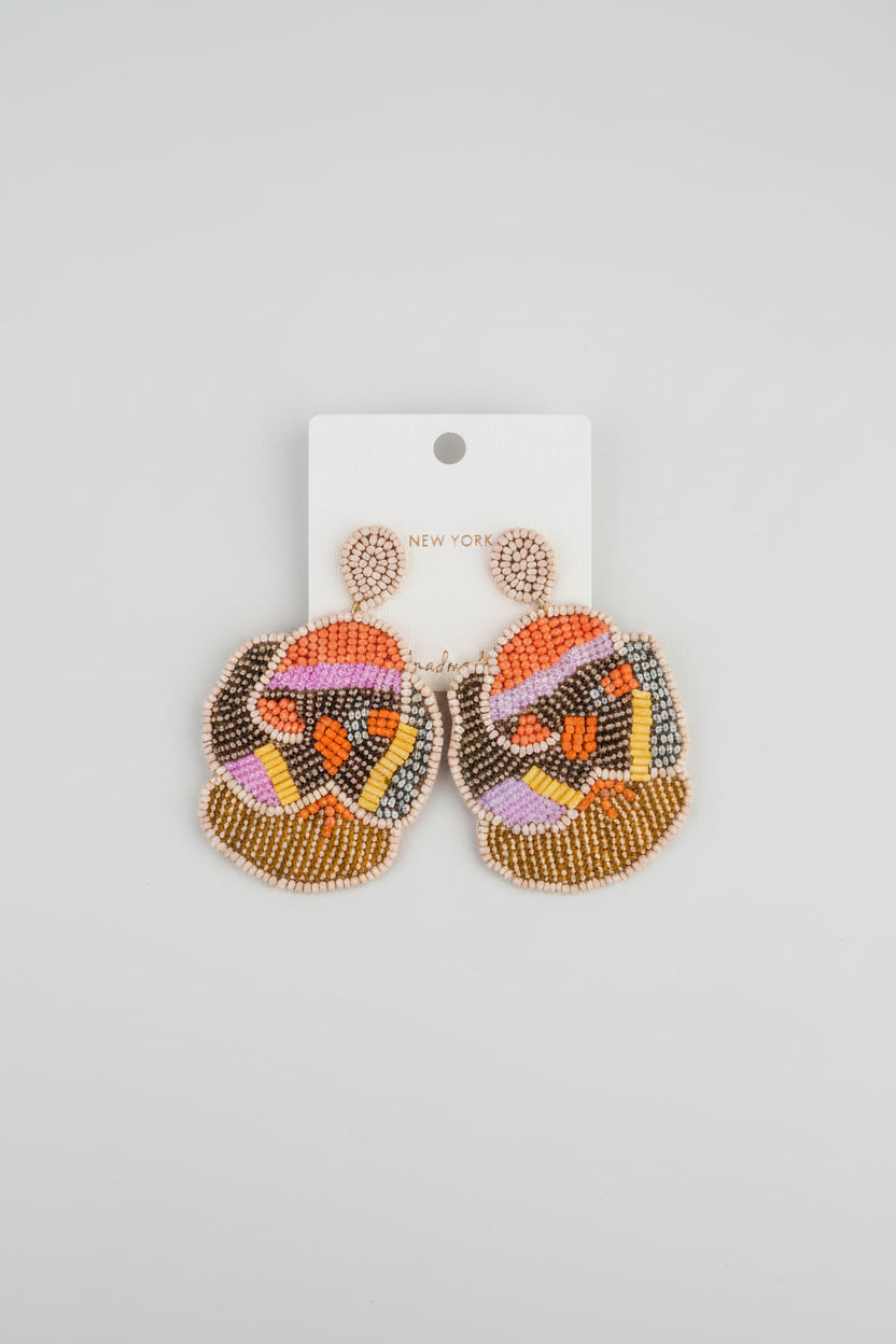 Elegant Flower Bead Cluster Earrings - Tan - ReservedChic