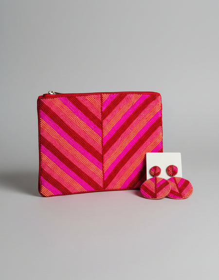 Glamour Pink Beaded Earrings