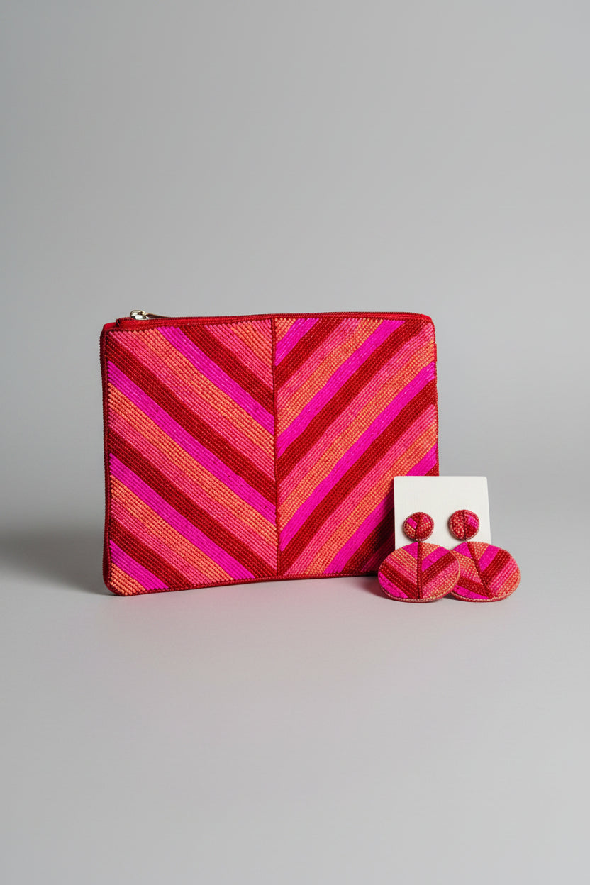 Glamour Pink Beaded Earrings