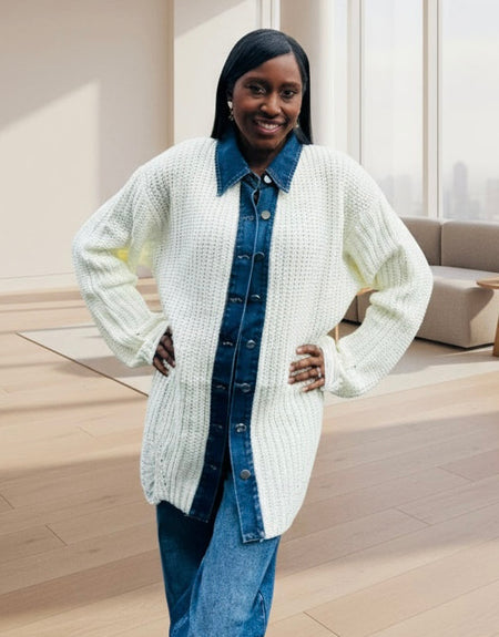 City Chic Sweater Shacket - Cream