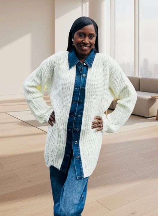 City Chic Sweater Shacket - Cream