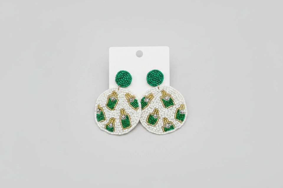 Opal Glaze Beaded Earrings-Green - ReservedChic