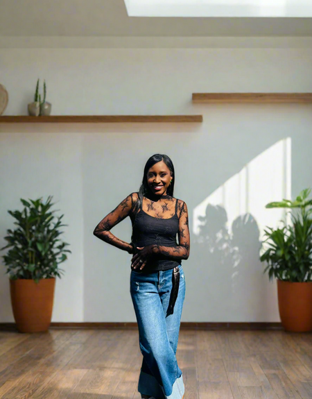 Brie Floral Lace Top- Black