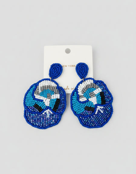 Elegant Flower Bead Cluster Earrings - Blue