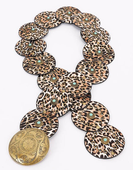 Leopard Faux Leather Western Disc Belt
