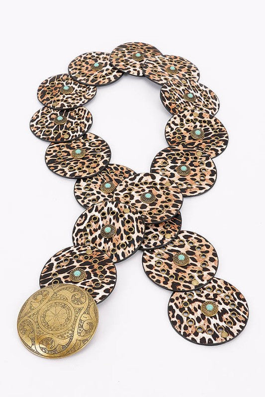 Leopard Faux Leather Western Disc Belt