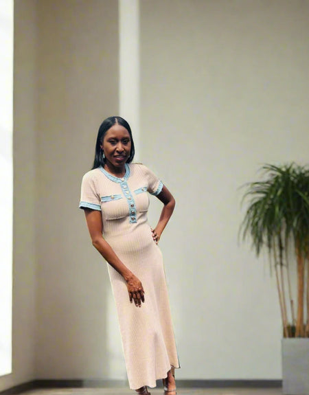 Harper Knit Denim Midi Dress