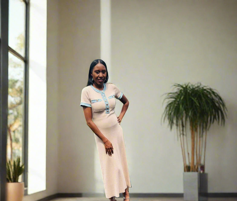 Harper Knit Denim Midi Dress