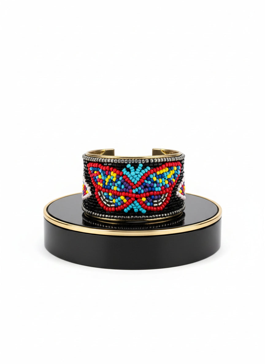 Butterfly Beaded Cuff Bracelet