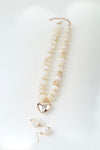 Luxe Heart Marbled Bead Necklace Set- Ivory - ReservedChic