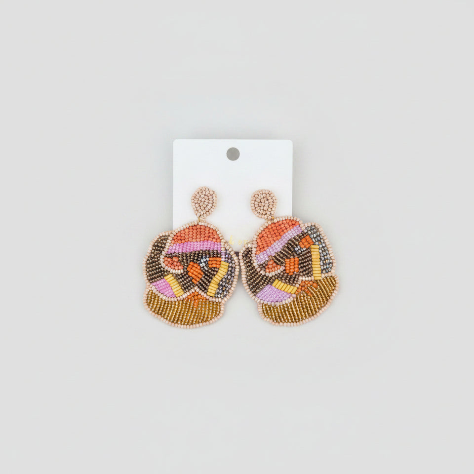 Elegant Flower Bead Cluster Earrings - Tan - ReservedChic