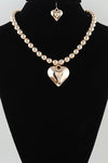 Gold Puffy Heart Necklace Set - ReservedChic