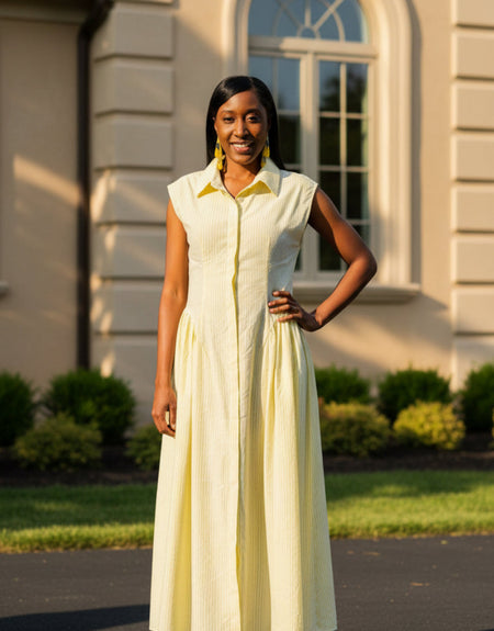 Alison Stripe Maxi Dress-Yellow