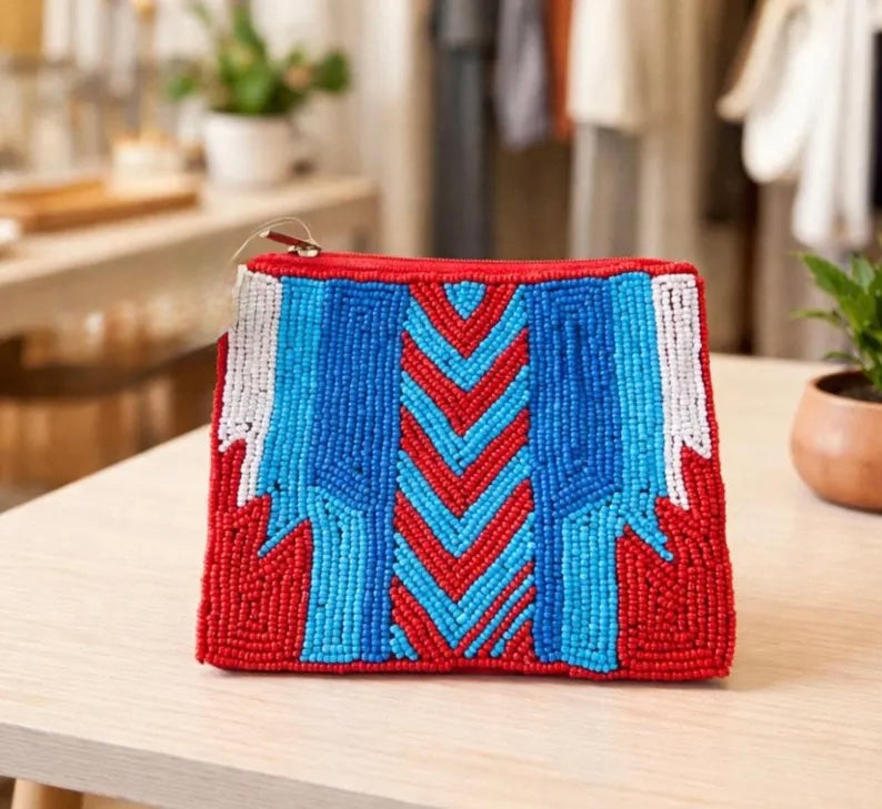 Southwest Beaded Coin Purse - Red - ReservedChic