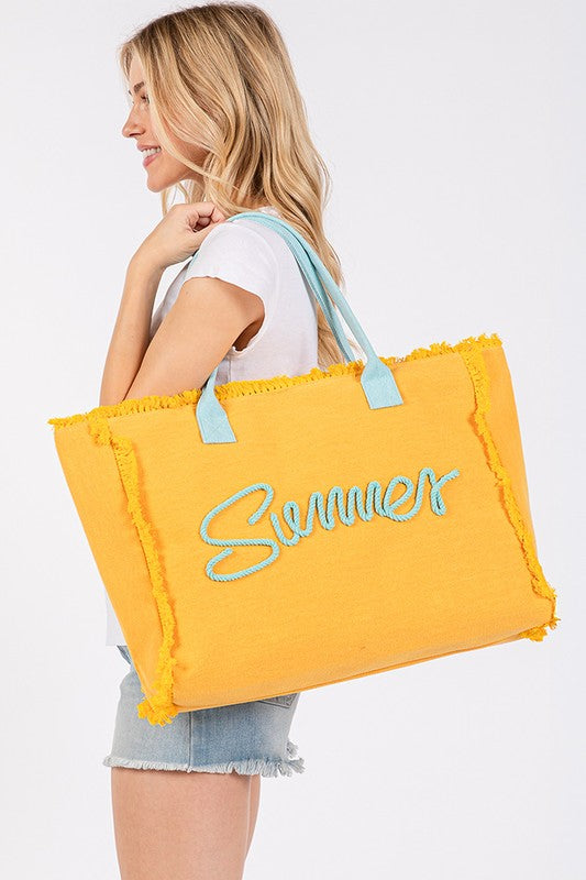Summer Beach Tote Bag - Yellow - ReservedChic