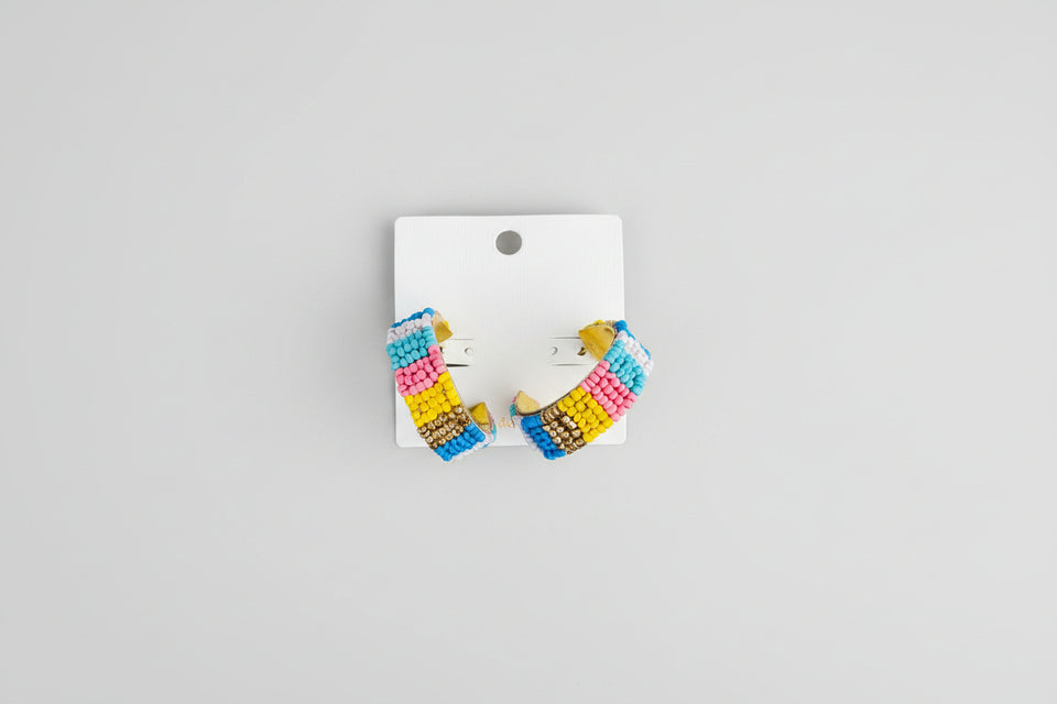 Pastel Pop Beaded Hoop Earrings - ReservedChic
