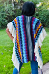 Tribal Chic Poncho-Blue
