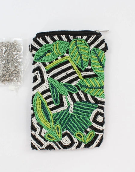 Tropical Green Beaded Cell Phone/Crossbody
