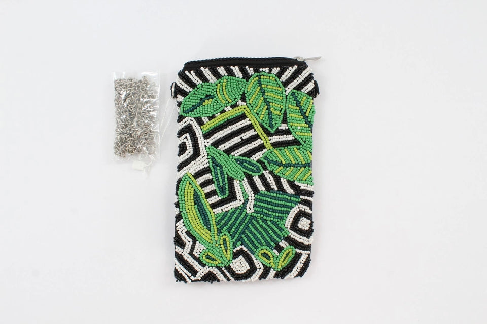 Tropical Green Beaded Cell Phone/Crossbody