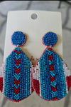 Southwest Beaded Drop Earrings- Red