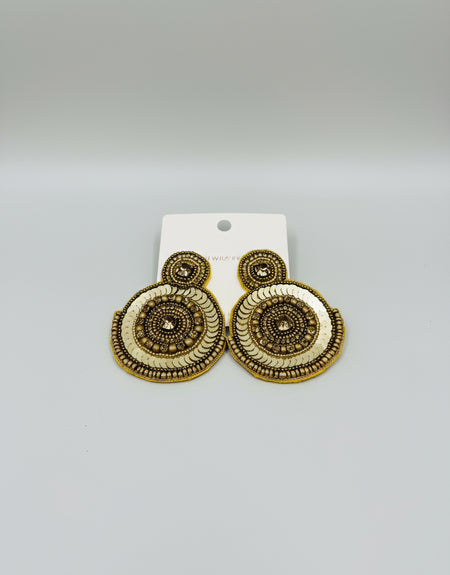 Gold Sequin & Bead Earrings