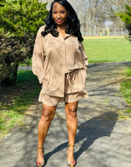 Joyful Tan Short Set