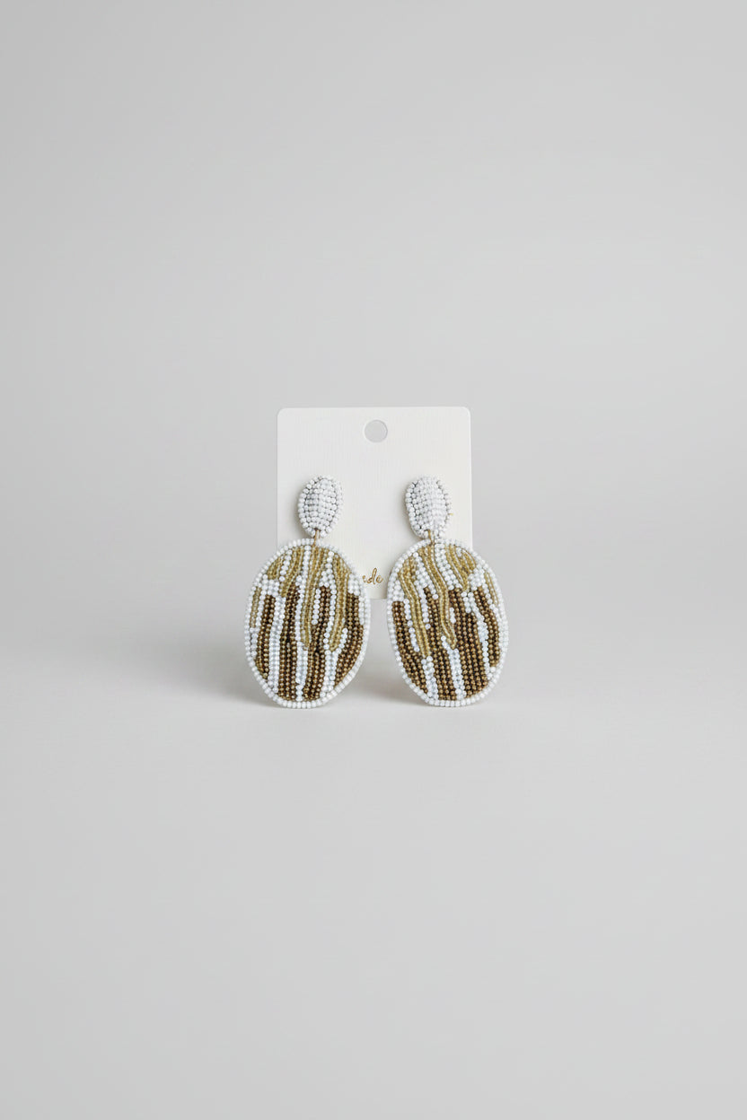 Sparkle Beaded Oval Drop Earrings - ReservedChic