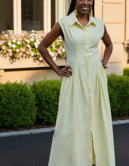 Alison Stripe Maxi Dress-Yellow