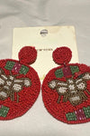 Queen Bee Round Beaded Earrings-Red