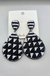 Tri Black White Beaded Earrings