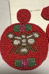 Queen Bee Round Beaded Earrings-Red