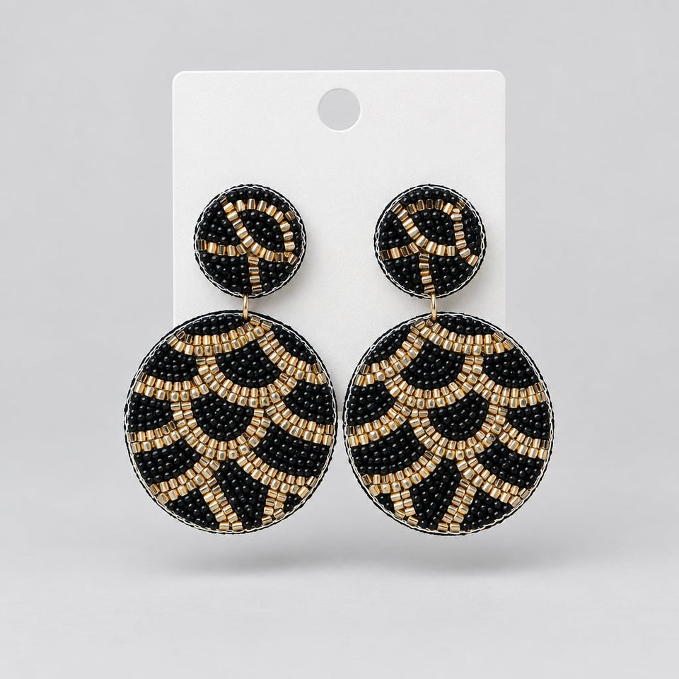 Zoe Black Beaded Earrings
