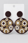 Boho Brown Circle Beaded Earrings