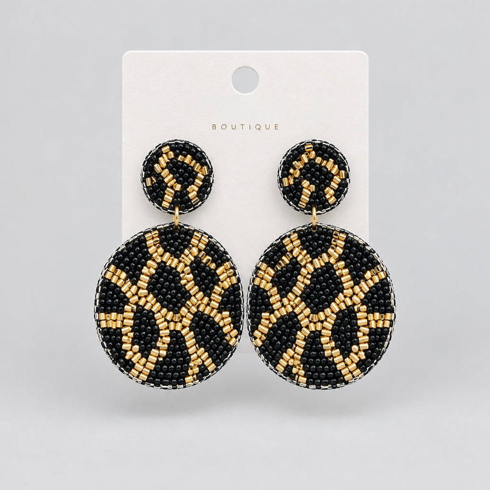 Zoe Black Beaded Earrings