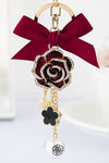 Camellia Keychain Bag Charm - Burgundy - ReservedChic