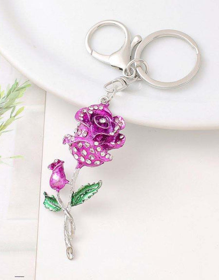 Crystal Rose Keychain Bag Charm