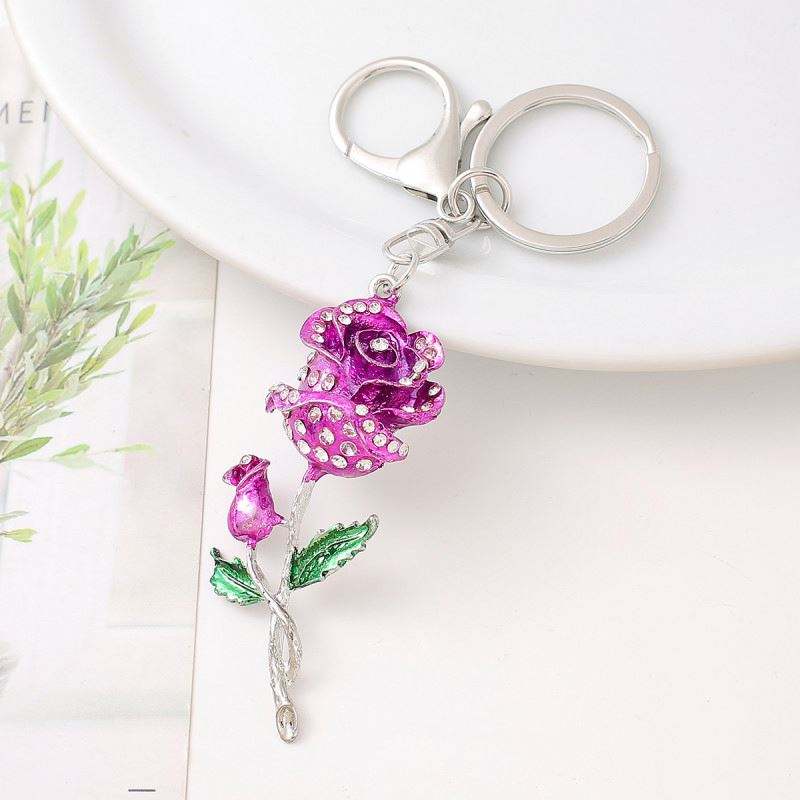 Crystal Rose Keychain Bag Charm