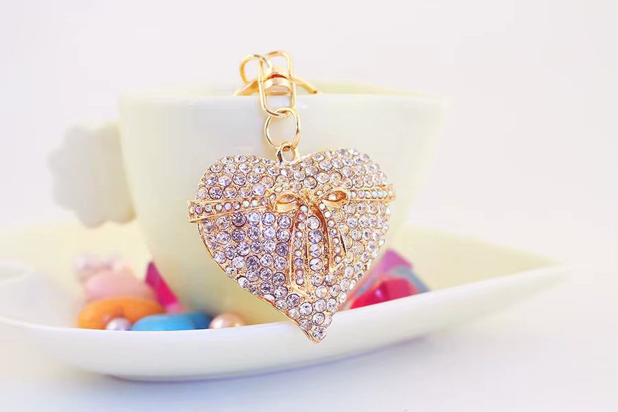 Crystal Heart Keychain Bag Charm - ReservedChic