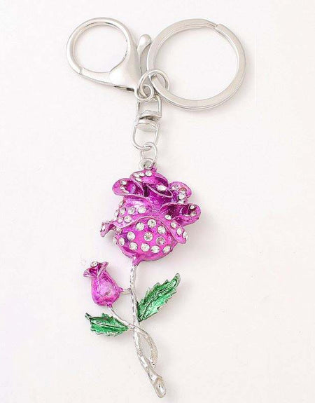 Crystal Rose Keychain Bag Charm