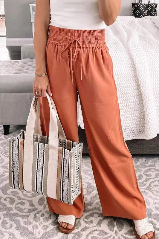 Lexi Wide Leg Pants- Orange - ReservedChic