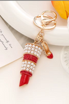 Pearl Lipstick Keychain Bag Charm - Red - ReservedChic