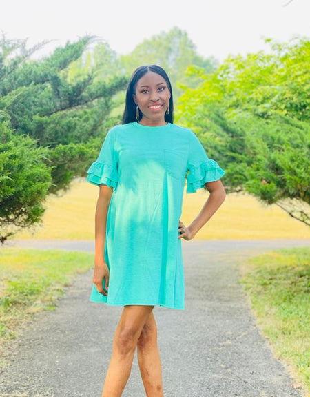 Blissful Green Shirt Dress