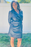 Megan Vegan Leather Wrap Dress - ReservedChic