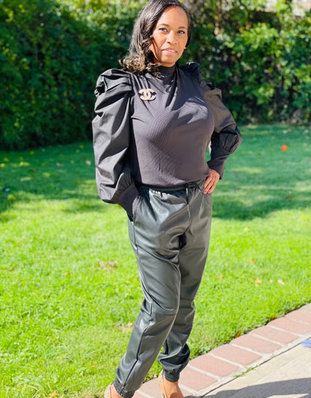 Gina Faux Leather Joggers - ReservedChic
