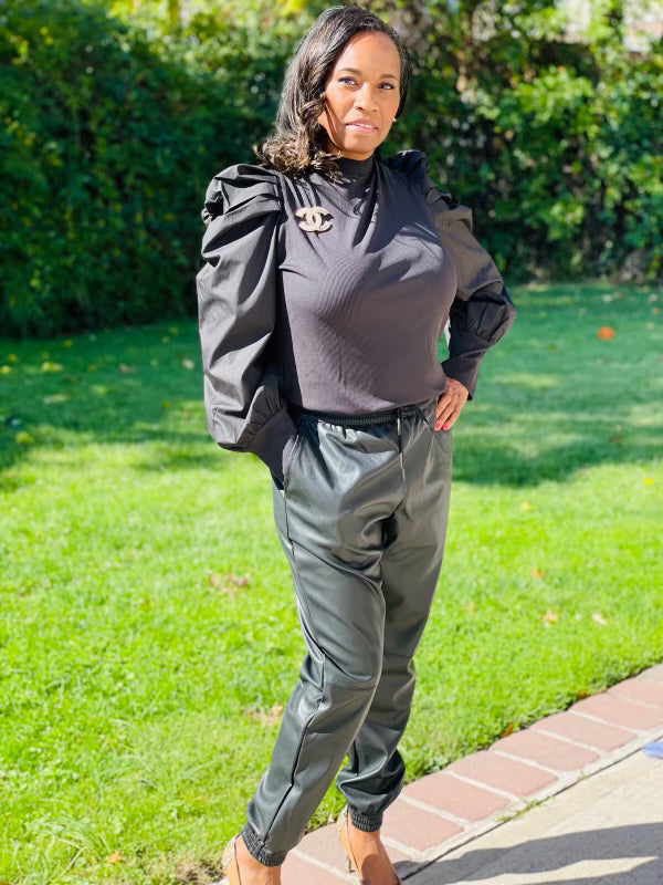 Gina Faux Leather Joggers - ReservedChic